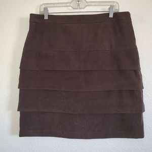 Larry Levine Faux Suade Tiered Skirt